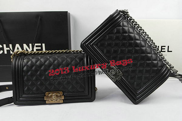 Boy Chanel Flap Shoulder Bags Black Original Cannage Pattern A67025 Gold