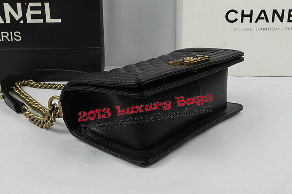 Boy Chanel Flap Shoulder Bags Black Original Cannage Pattern A67025 Gold