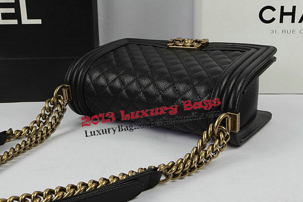 Boy Chanel Flap Shoulder Bags Black Original Cannage Pattern A67025 Gold