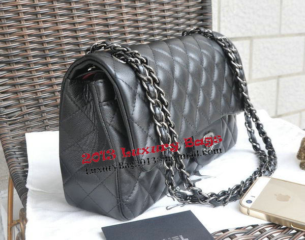 Chanel 2.55 Series Bags Black Sheepskin Leather CHA1112 Silver