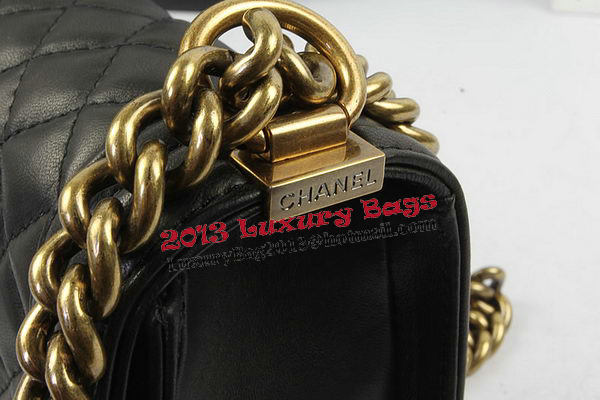 Chanel Boy Flap Shoulder Bags Black Original Lambskin Leather A67085 Gold