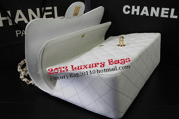 Chanel Classic Flap Bag White Cannage Pattern CF1113 Gold