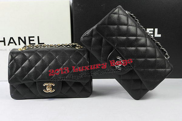 Chanel Classic MINI Flap Bag Black Cannage Pattern CF1119 Silver