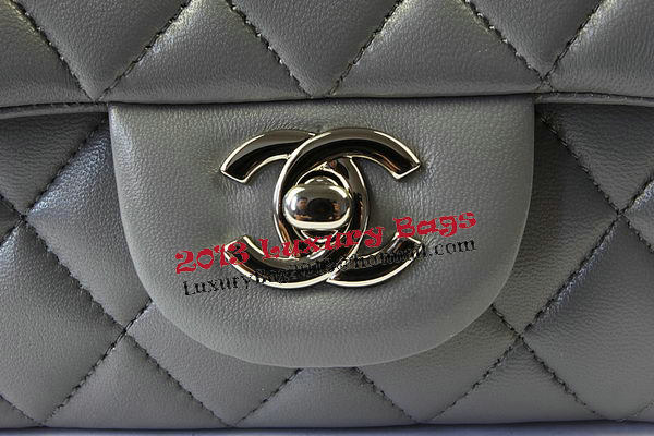 Chanel Classic MINI Flap Bag Grey Original Sheep Leather CF1115 Silver