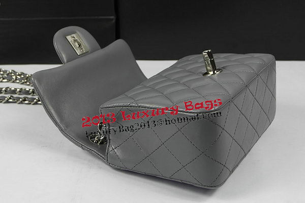 Chanel Classic MINI Flap Bag Grey Original Sheep Leather CF1115 Silver