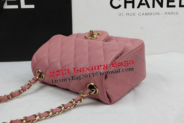 Chanel Classic MINI Flap Bag Pink Original Sheep Leather CF1115 Gold