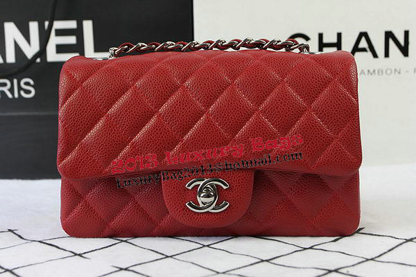 Chanel Classic MINI Flap Bag Red Cannage Pattern CF1119 Silver