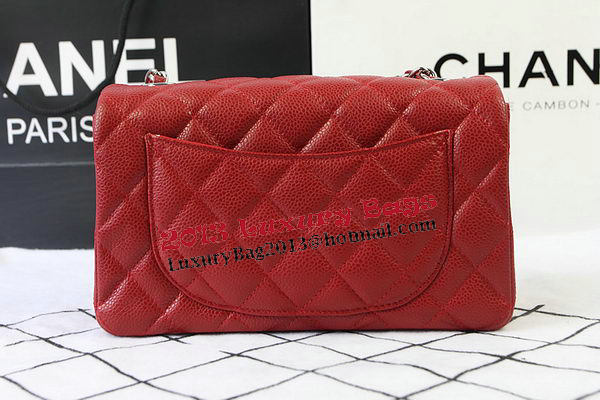 Chanel Classic MINI Flap Bag Red Cannage Pattern CF1119 Silver