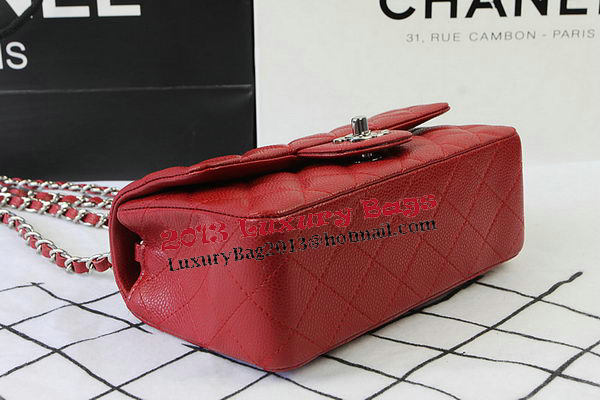 Chanel Classic MINI Flap Bag Red Cannage Pattern CF1119 Silver