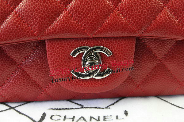 Chanel Classic MINI Flap Bag Red Cannage Pattern CF1119 Silver