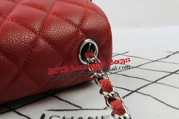 Chanel Classic MINI Flap Bag Red Cannage Pattern CF1119 Silver