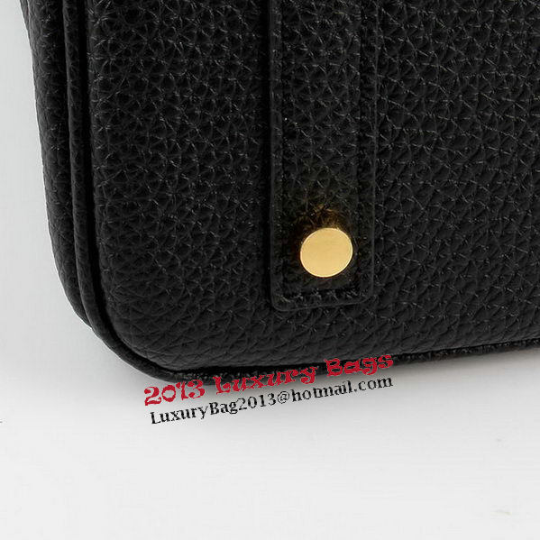 Hermes Birkin 35CM Tote Bags Black Grainy Leather H-35 Gold