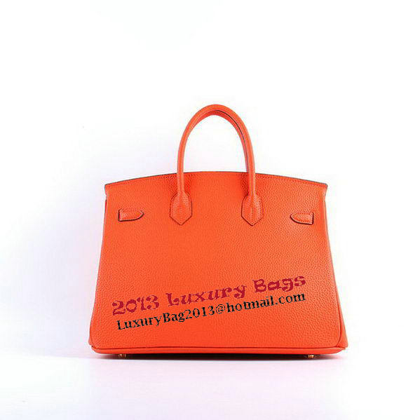 Hermes Birkin 35CM Tote Bags Orange Grainy Leather H-35 Gold