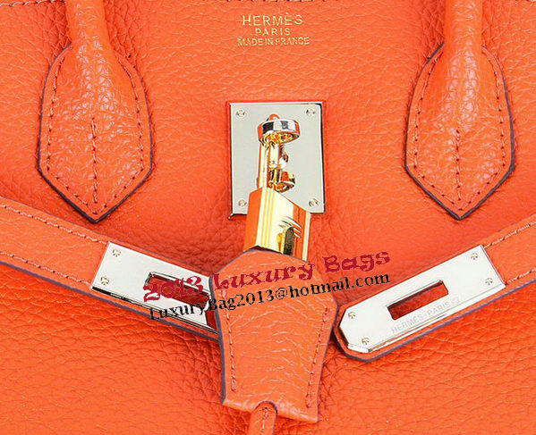 Hermes Birkin 35CM Tote Bags Orange Grainy Leather H-35 Gold