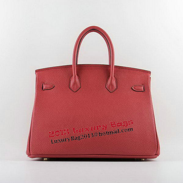 Hermes Birkin 35CM Tote Bags Red Grainy Leather H-35 Gold