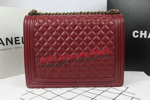 Boy Chanel Flap Shoulder Bag Burgundy Original Sheepskin A67087 Brass