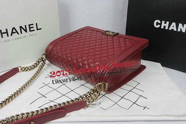 Boy Chanel Flap Shoulder Bag Burgundy Original Sheepskin A67087 Brass