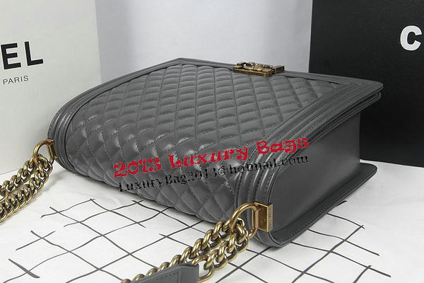 Boy Chanel Flap Shoulder Bag Grey Original Sheepskin A67087 Brass