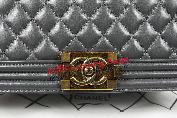 Boy Chanel Flap Shoulder Bag Grey Original Sheepskin A67087 Brass