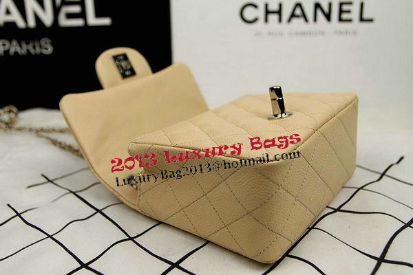 Chanel Classic MINI Flap Bag CF1115 Apricot Cannage Pattern Silver