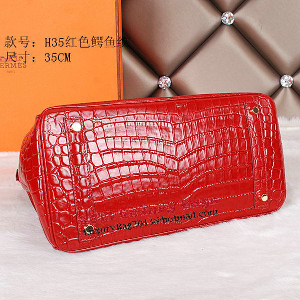 Hermes Birkin 35CM Tote Bag Shiny Croco Leather H35C Red