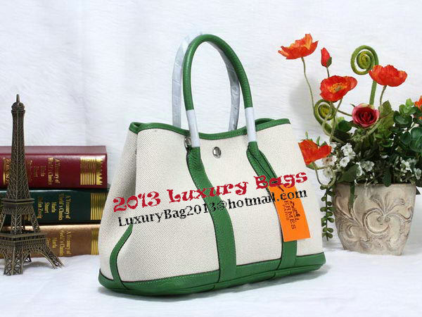 Hermes Garden Party 30cm Tote Bag Canvas Green