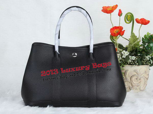 Hermes Garden Party 30cm Tote Bag Grainy Leather Black