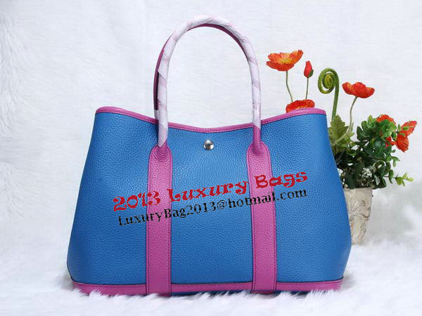 Hermes Garden Party 36cm Tote Bag Grainy Leather Blue