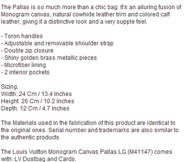 Louis Vuitton M41147 Monogram Canvas Pallas LG Pink