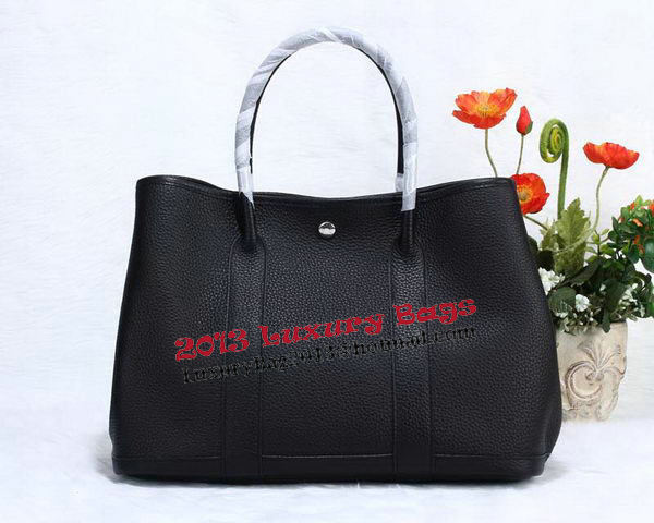 Hermes Garden Party 36cm Tote Bag Grainy Leather Black