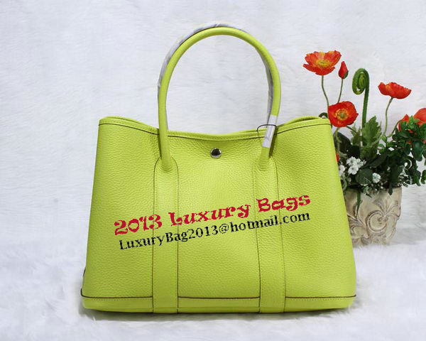 Hermes Garden Party 36cm Tote Bag Grainy Leather Lemon