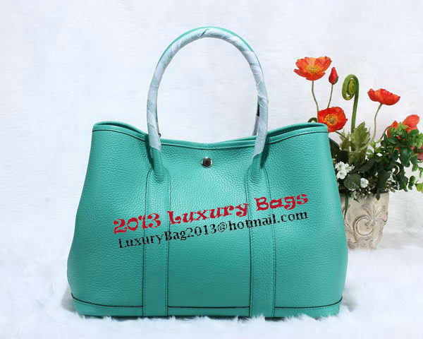 Hermes Garden Party 36cm Tote Bag Grainy Leather Light Blue