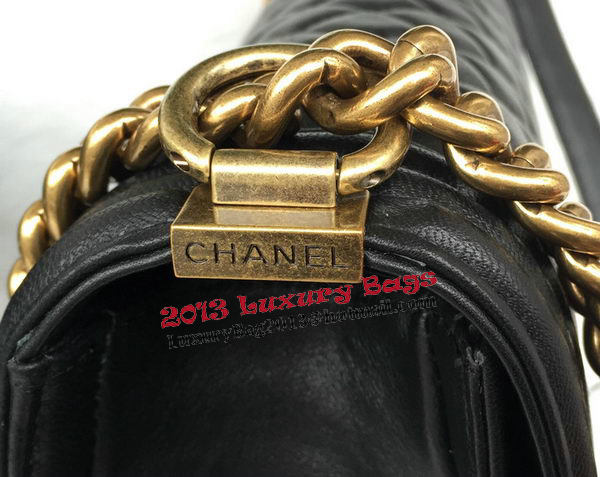 Chanel Boy Flap Shoulder Bag Original Black Sheepskin Leather A67087 Gold