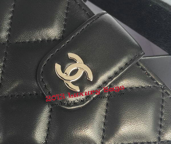 Chanel Matelasse Bi-Fold Wallet Black Sheepskin Leater A48667 Silver