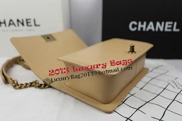 Boy Chanel Flap Shoulder Bags Apricot Original Sheepskin A67025 Gold