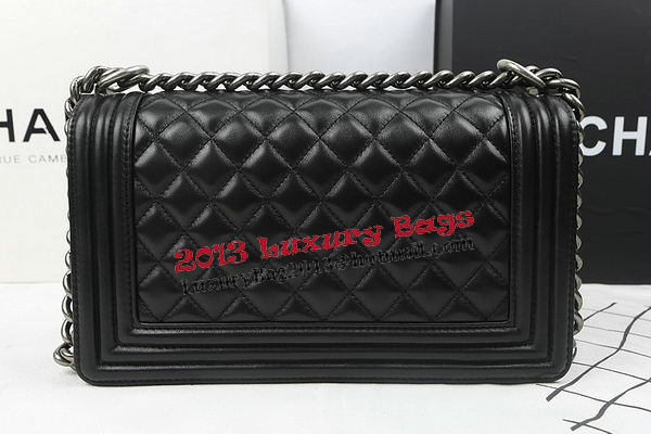 Boy Chanel Flap Shoulder Bags Black Original Sheepskin A67025 Silver