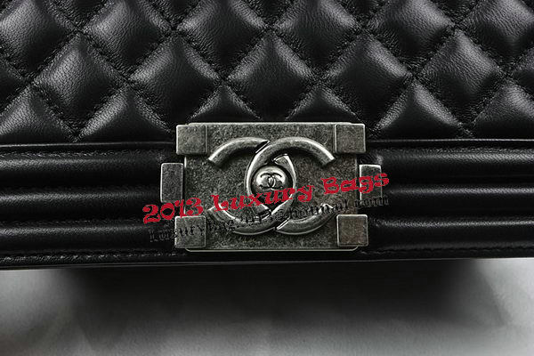 Boy Chanel Flap Shoulder Bags Black Original Sheepskin A67025 Silver