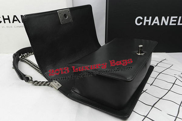 Boy Chanel Flap Shoulder Bags Black Original Sheepskin A67025 Silver