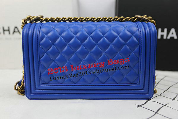 Boy Chanel Flap Shoulder Bags Blue Original Sheepskin A67025 Gold