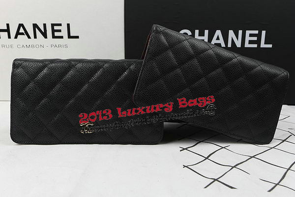 Chanel Bi-Fold Wallet Black Original Cannage Pattern A31509 Silver
