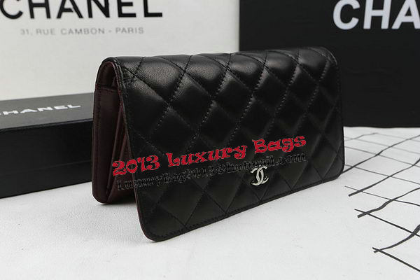 Chanel Bi-Fold Wallet Black Original Sheepskin A31509 Silver