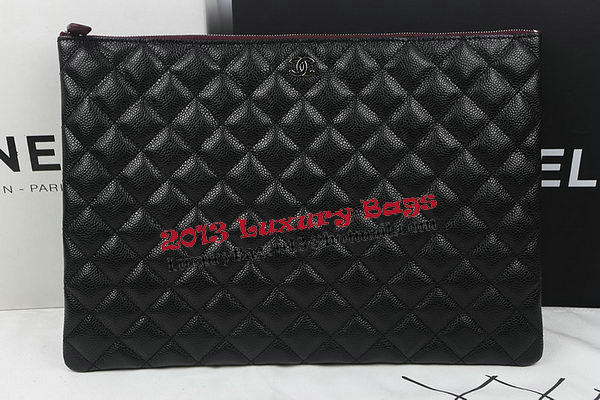 Chanel Clutch Bag Black Original Cannage Pattern A69254 A69253 A69252 Silver