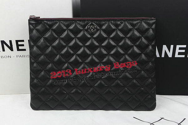 Chanel Clutch Bag Black Original Cannage Pattern A69254 A69253 A69252 Silver