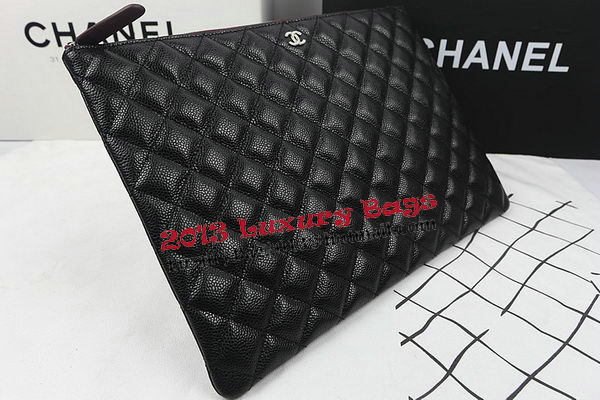 Chanel Clutch Bag Black Original Cannage Pattern A69254 A69253 A69252 Silver