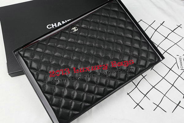 Chanel Clutch Bag Black Original Cannage Pattern A69254 A69253 A69252 Silver