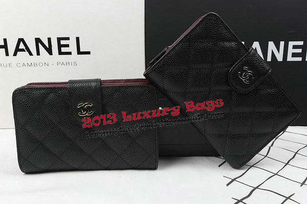 Chanel Matelasse Bi-Fold Wallet Black Original Cannage Pattern A48667 Gold
