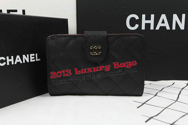 Chanel Matelasse Bi-Fold Wallet Black Original Cannage Pattern A48667 Gold