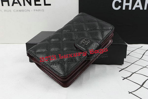 Chanel Matelasse Bi-Fold Wallet Black Original Cannage Pattern A48667 Silver