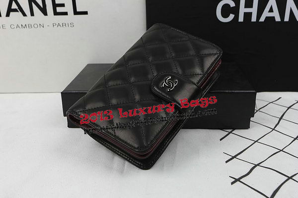 Chanel Matelasse Bi-Fold Wallet Black Original Sheepskin A48667 Silver