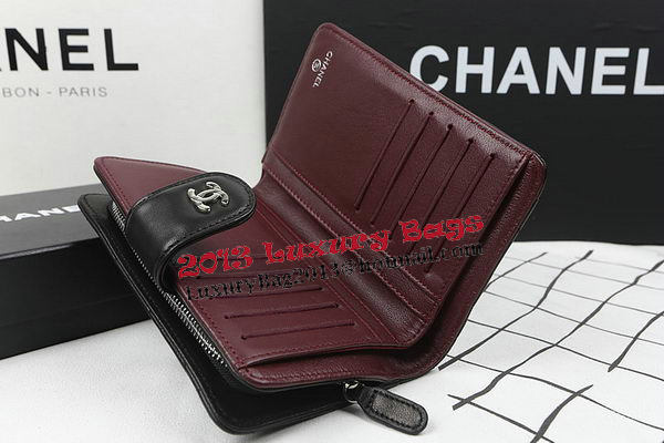 Chanel Matelasse Bi-Fold Wallet Black Original Sheepskin A48667 Silver